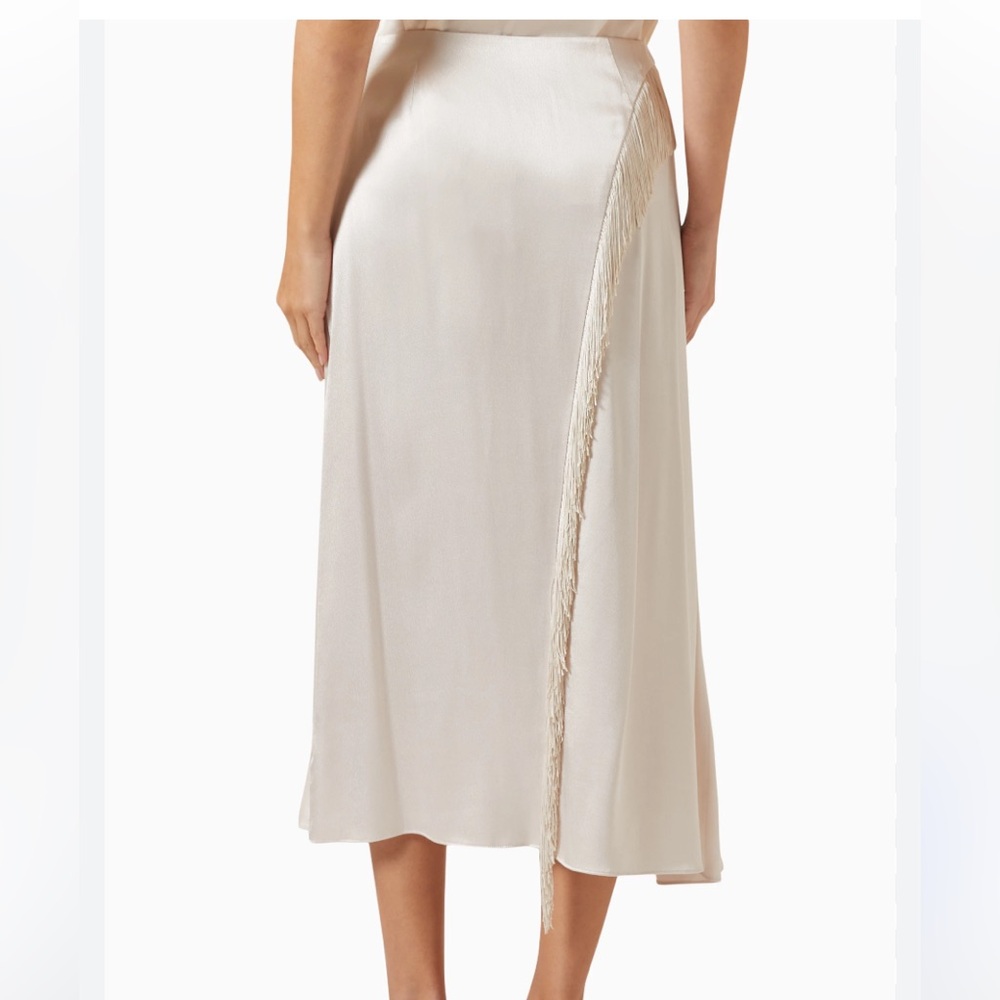 New Vince Women's Asymmetric Fringe Midi Skirt size 8 100% silk - Picture 14 of 16